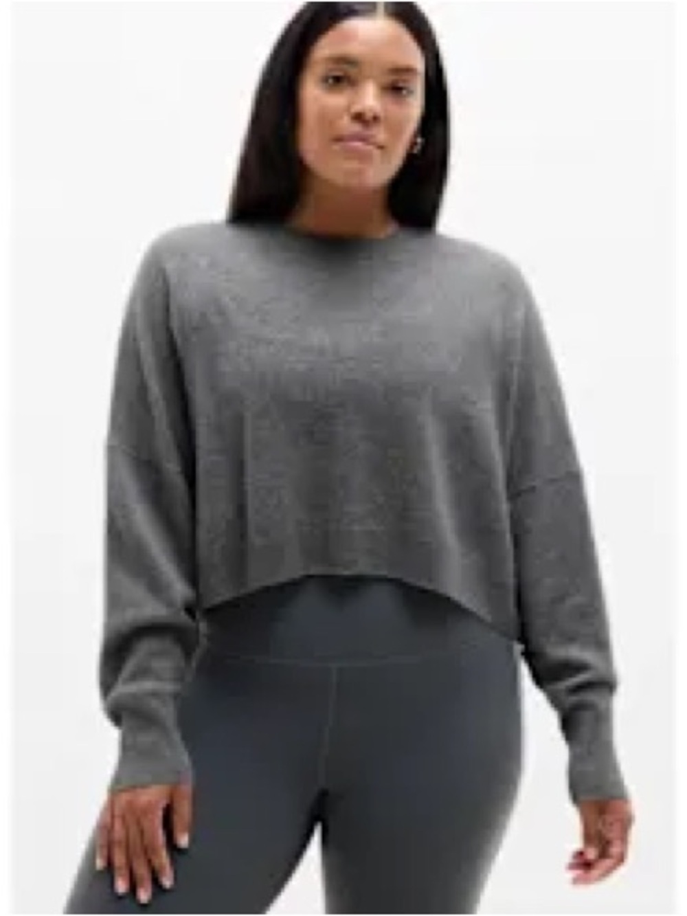 athleta luxe wool cashmere crew neck cropped sweater